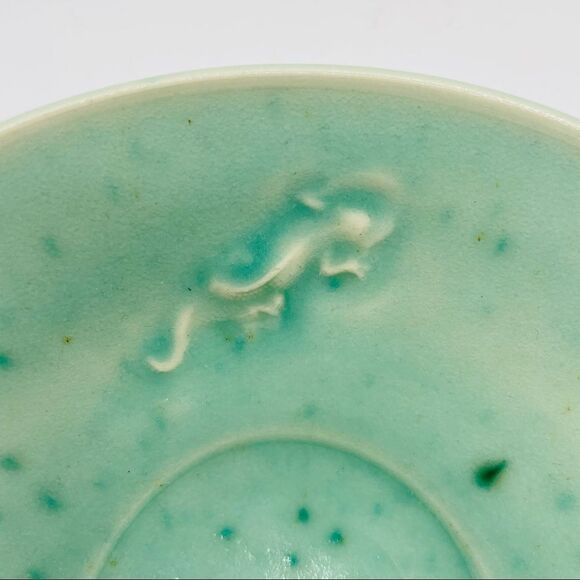 Greenbridge Handmade Sudio Art Pottery Aqua Gecko Lizard Bowl - Picture 3 of 6